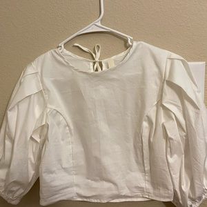 NWT FOREVER 21 Puff-Sleeve White Cropped Blouse